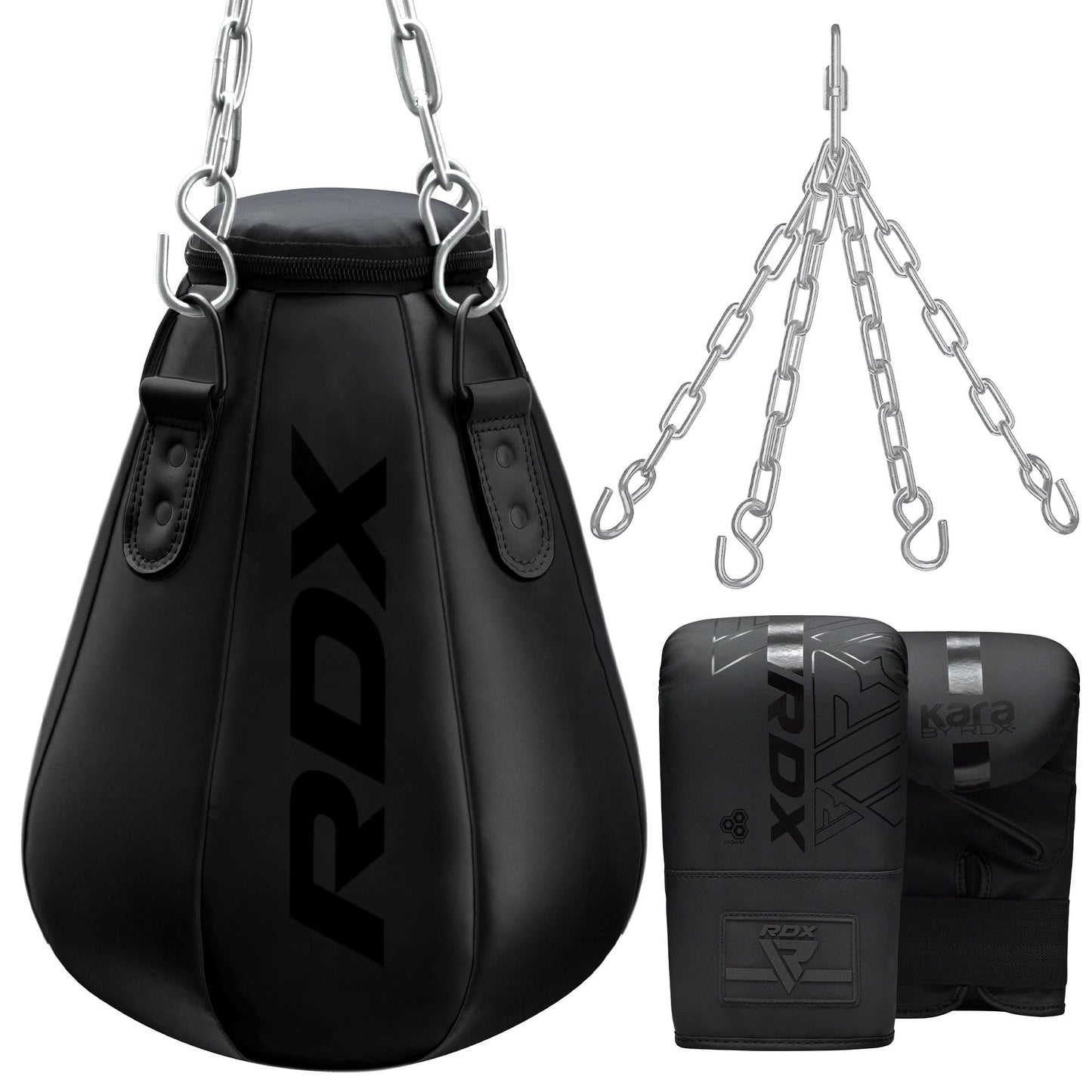 Maisbrine Boxsack-Set mit Kette & Handschuhen, Voll Schwarz Gefüllte Tasche mit Kette und Handschuhen