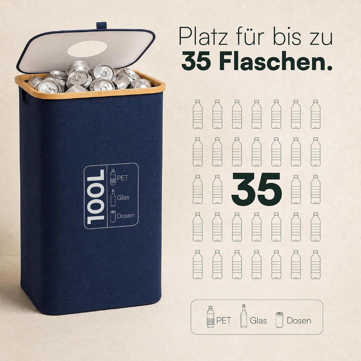 Pfandflaschen Sammelbehälter, Blau