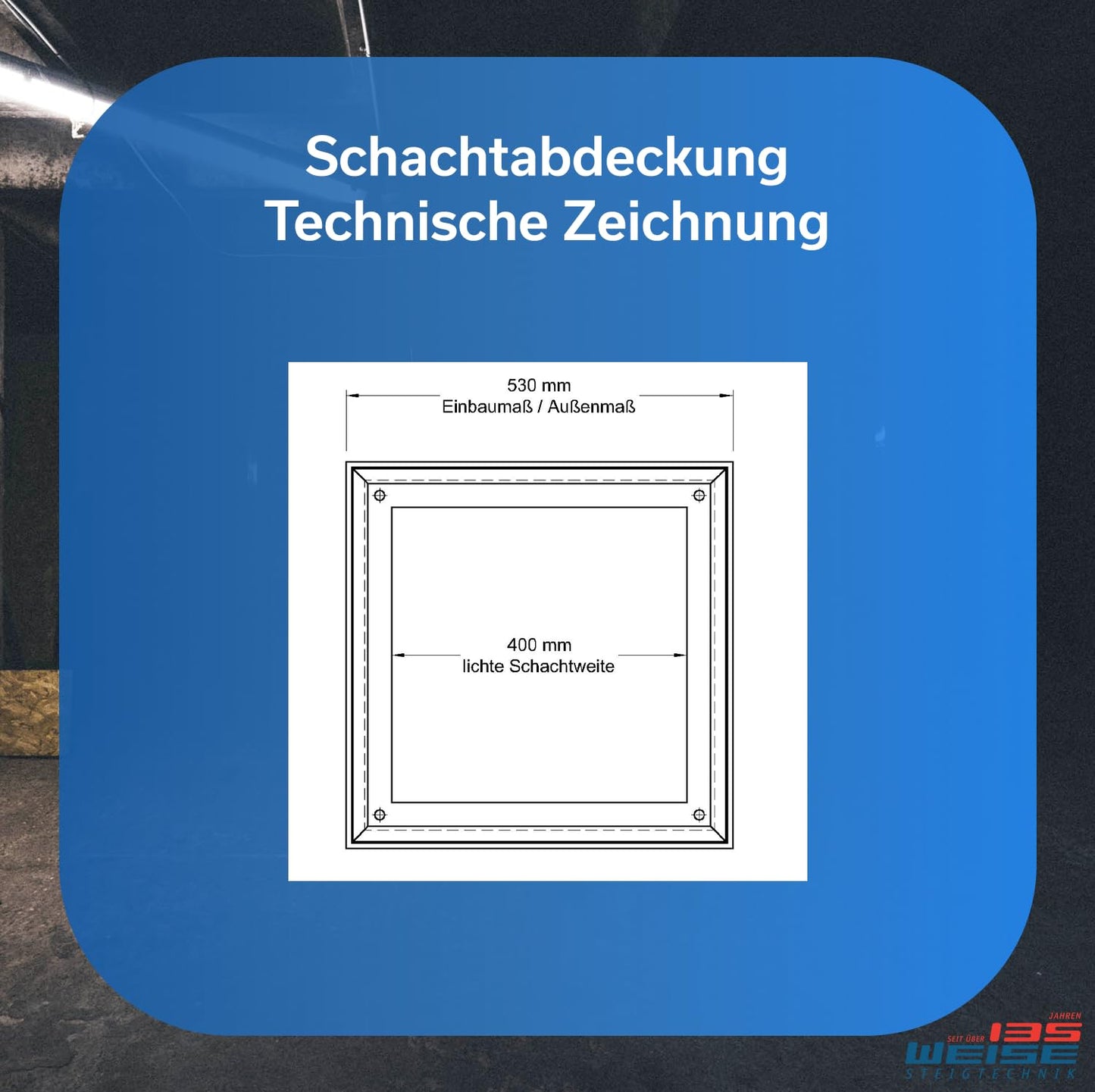 Schachtabdeckung 40x40 cm, geruchsdicht, begehbar, 40 x 40 cm