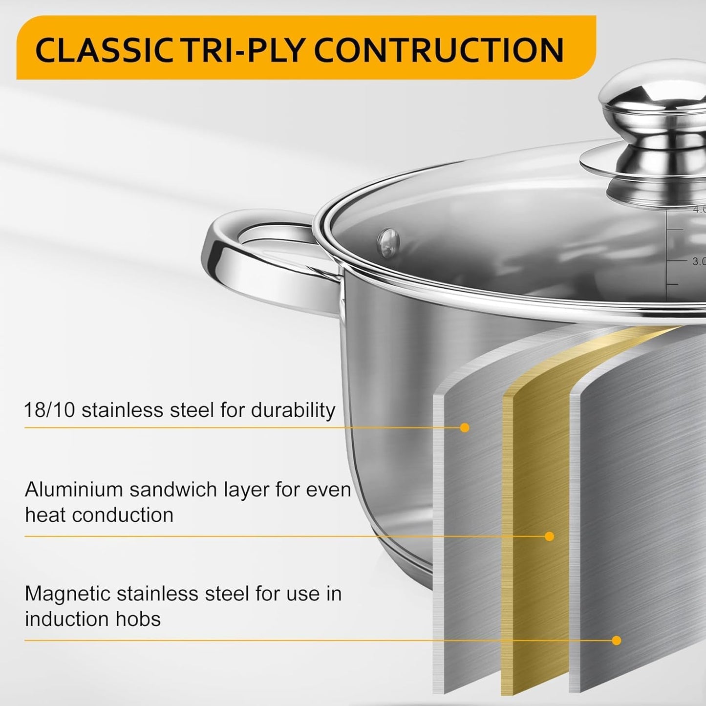 Edelstahl-Kochtopfset für Induktion (7-teilig), 7-teilig
