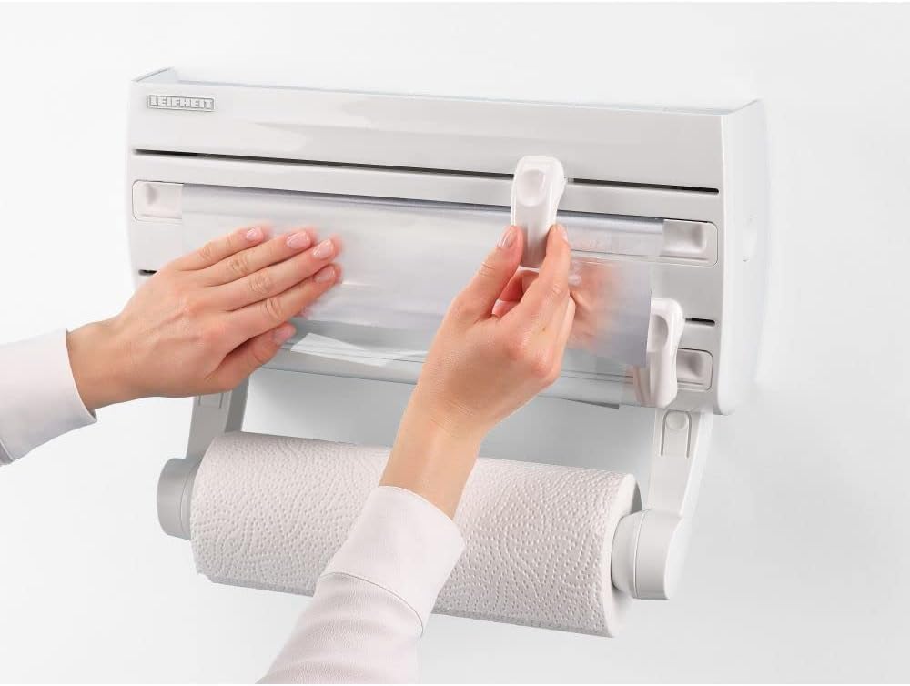 Wandrollenhalter Parat F2 für 3 Rollen mit Folienschneider, Weiss