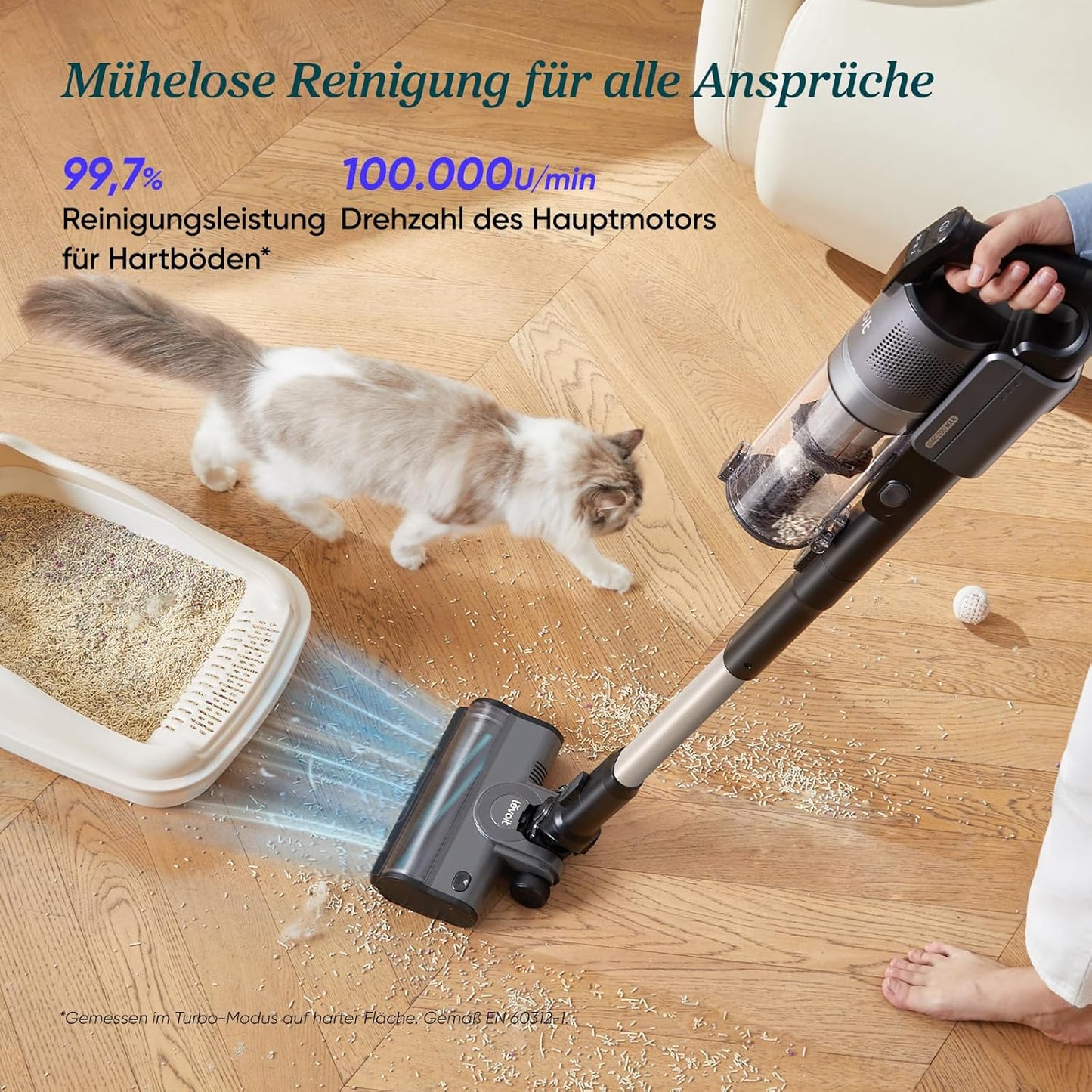 Kabelloser Akkustaubsauger, Grau 70-Minuten-Laufzeit-Upgrade LVAC 200 Max