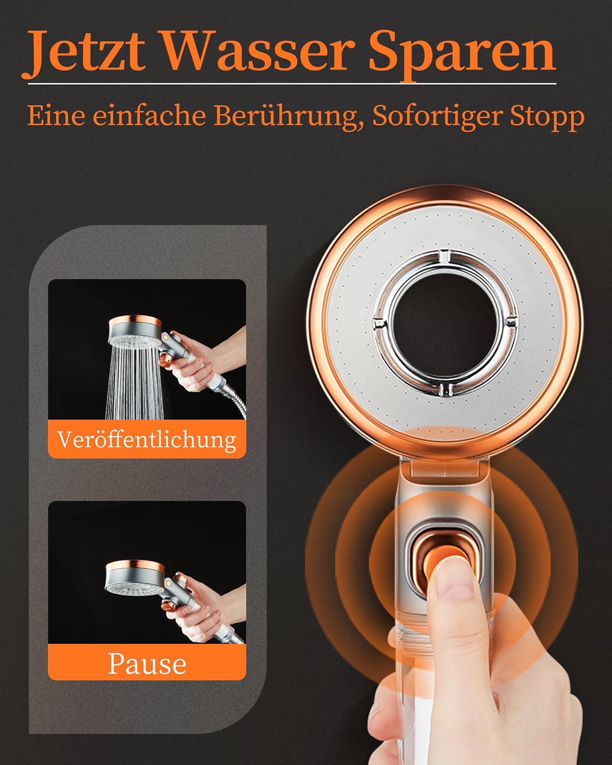 Wassersparender Duschkopf mit 3 Strahlarten, Beauty-SPA