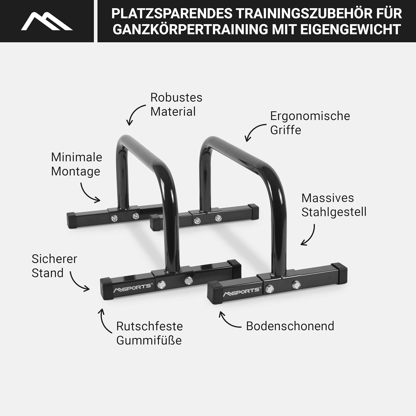 Minibarren Liegestützgriffe, Schwarz