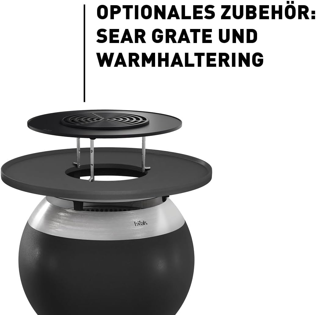 Rauchfreie Feuerschale mit Holzvergaser-Technologie, 55 silber mit niedrigem Fuss