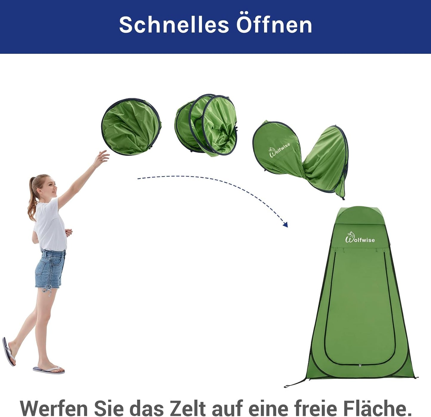 Pop Up Duschzelt, Grün Grosszügig: H 190cm, W 120cm