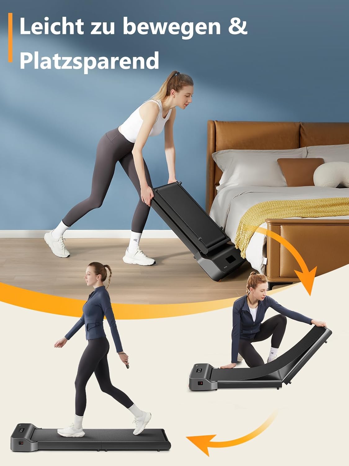 Klappbares Z1 WalkingPad Hybrid+ Laufband, Z1: 110kg max. Tragkraft & 6km/h & 0.75hp