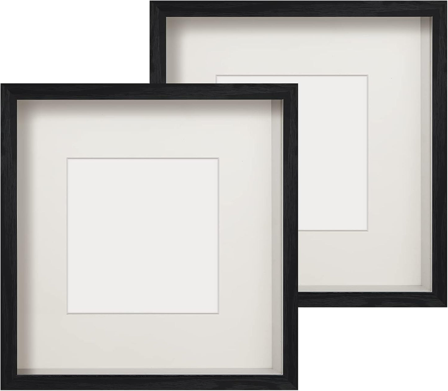 2-teiliges 3D Objektrahmen Set mit Passepartout, Schwarz, 2er 23x23 cm für 13x13 cm