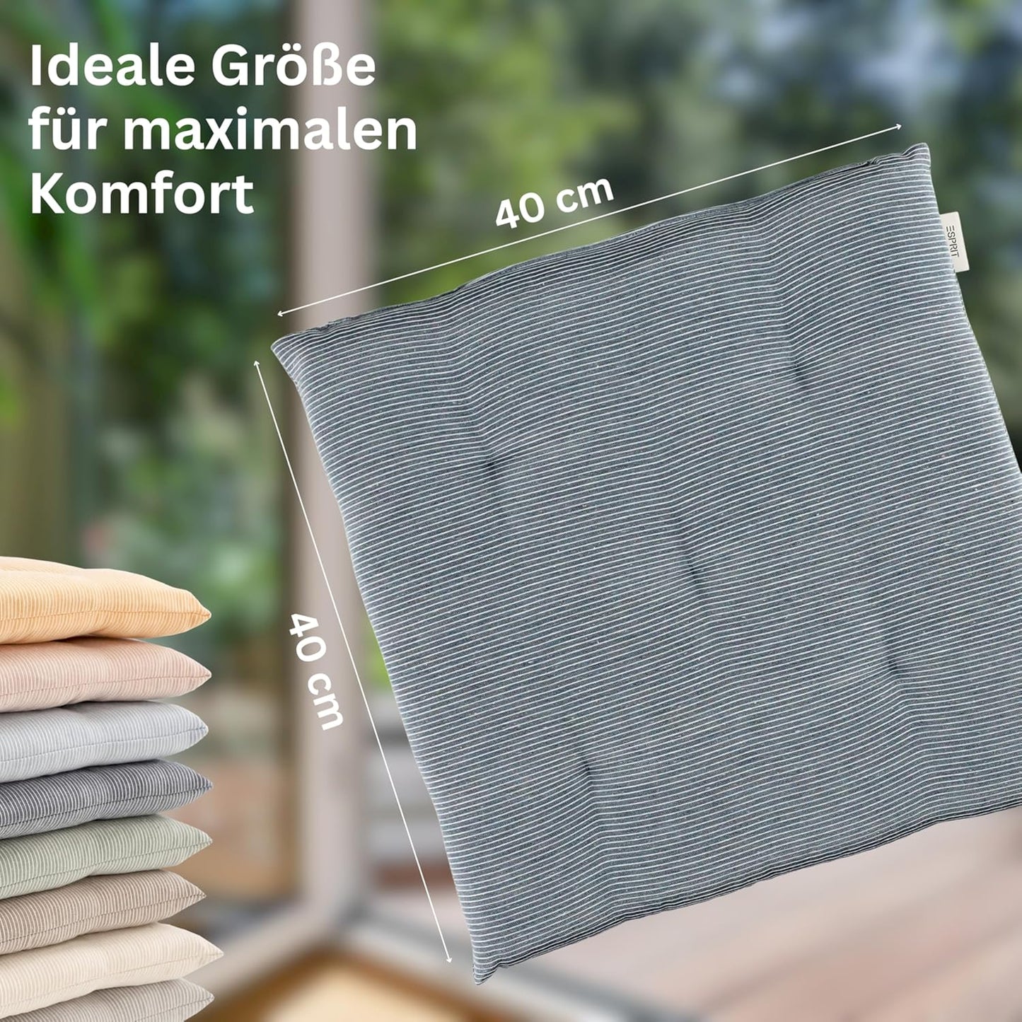 Sitzkissen-Set für Stühle (4 Stück, 40x40 cm), Blau 40 x 40 cm (4er Pack)