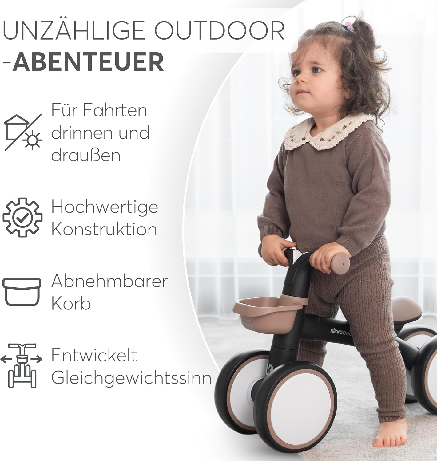 Laufrad mit Korb, Schwarz