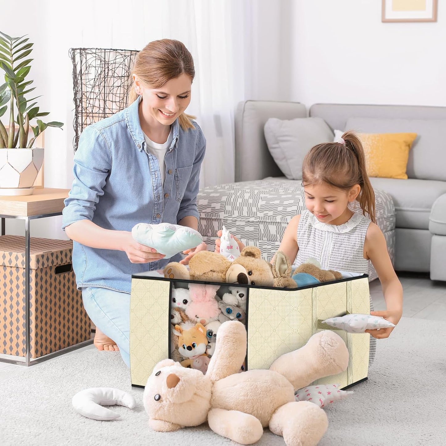 10-teiliges Aufbewahrungstaschen-Set für Kleidung, 90L x 10 Beige