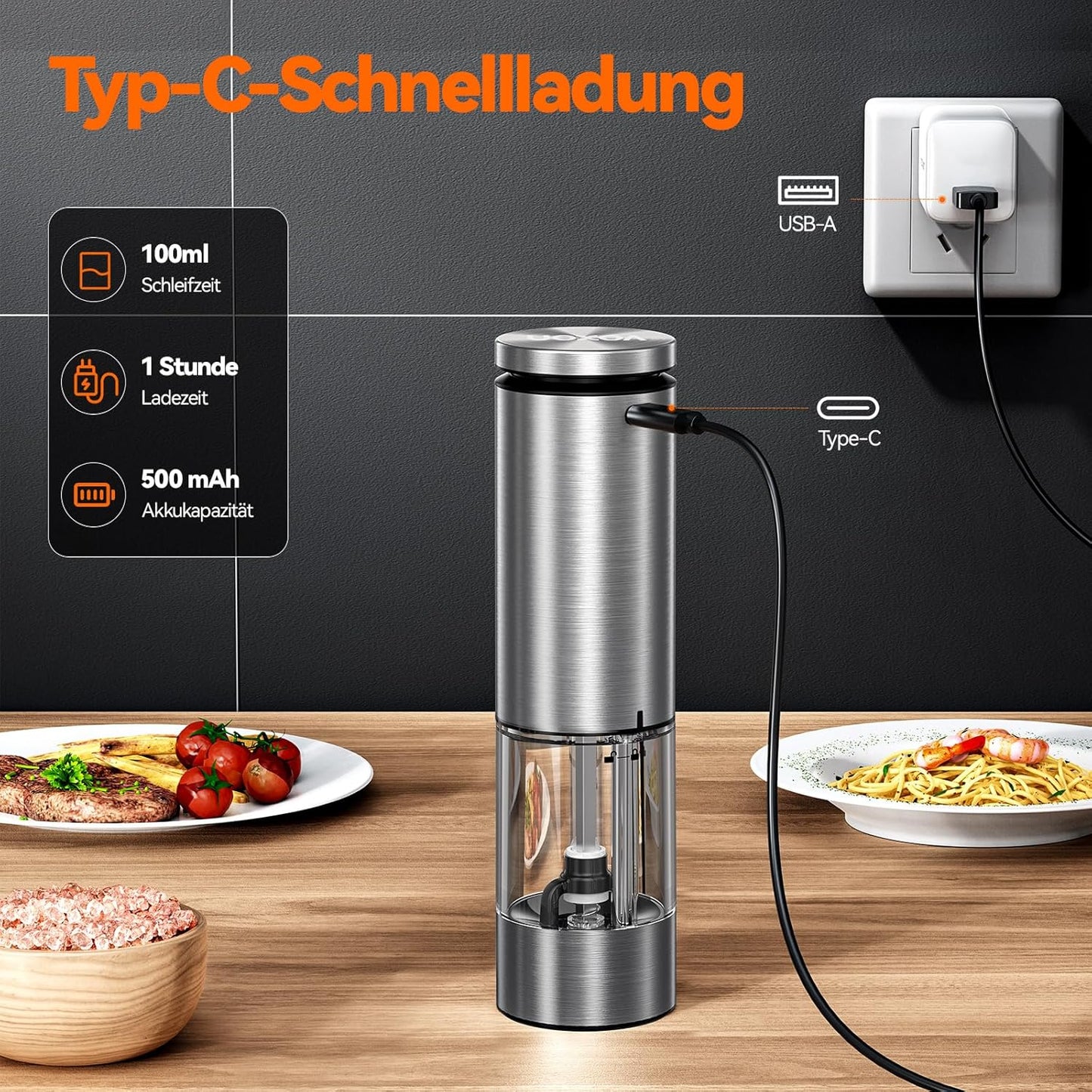 2er-Set Salz- und Pfeffermühle, Silber
