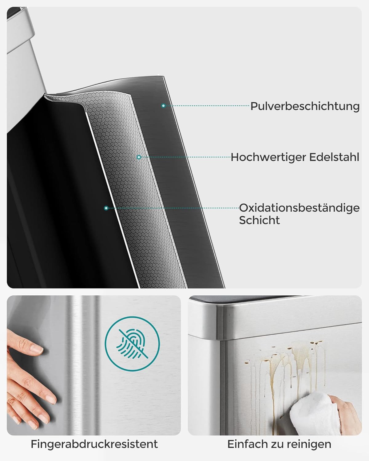 Mülltrennsystem mit Softclose LTB202E01 (2 x 30L), Silber