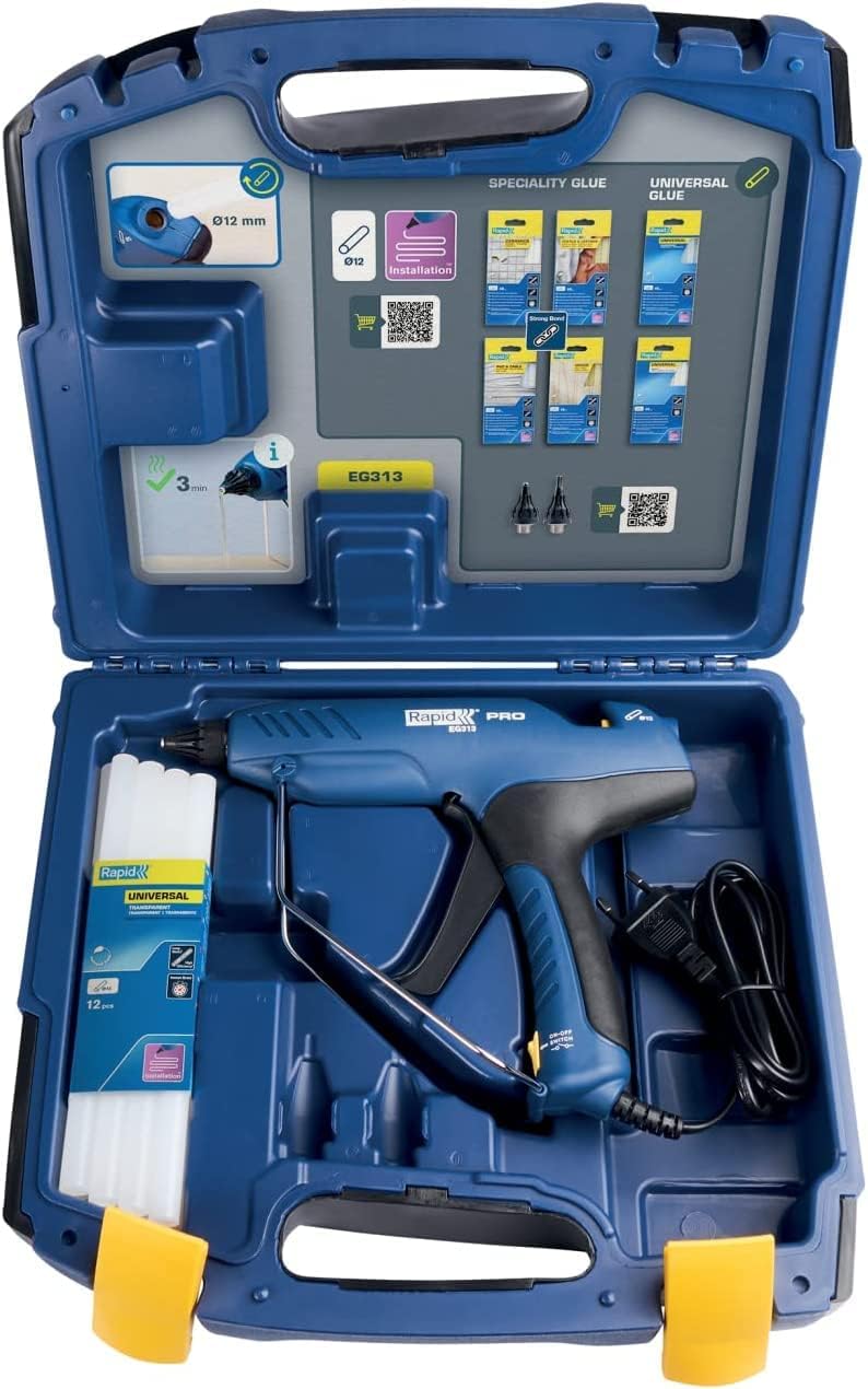 Professionelle Heissklebepistole EG313 im Koffer, EG313 Koffer inkl Klebesticks