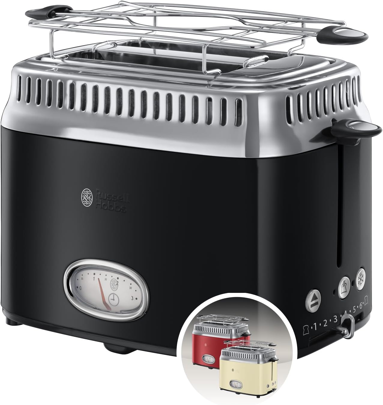 Toaster Retro mit Countdown-Anzeige, Schwarz