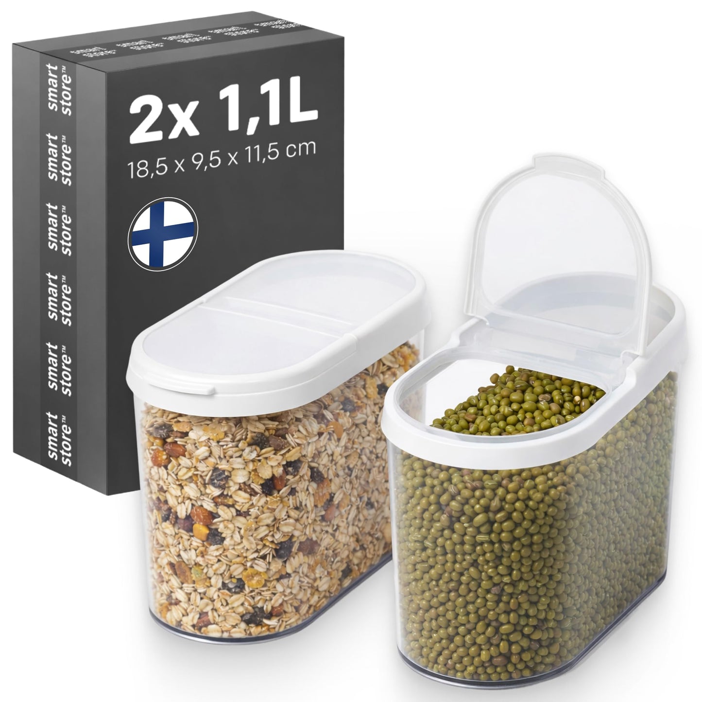 Flip Vorratsdosen, 2-teilig, 1,1 L / 2er-Set mit Klappdeckel