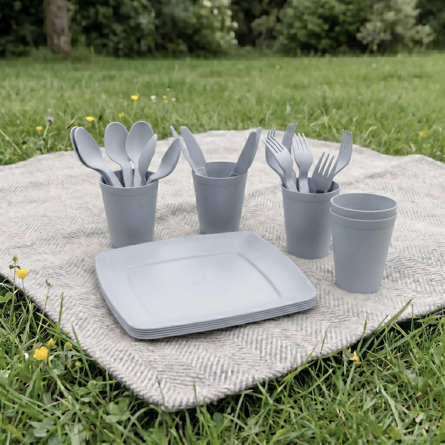 32-teiliges Campinggeschirr-Set, Grau