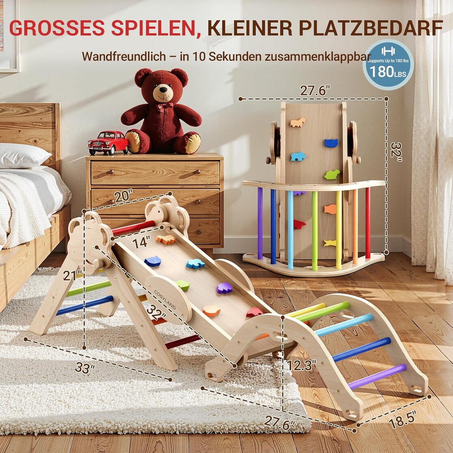 8-in-1 Indoor-Klettergerüst, Klassischer Regenbogen