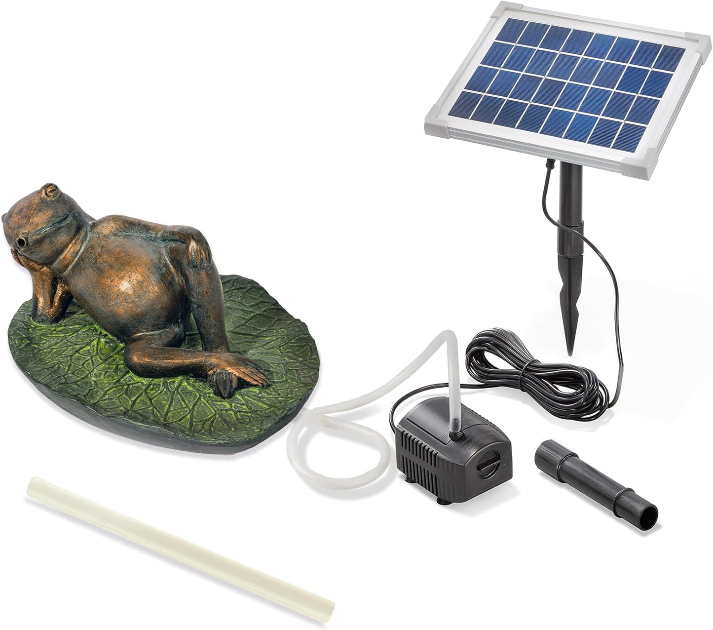 Solar Wasserspeier Set Frosch auf Seerosenblatt