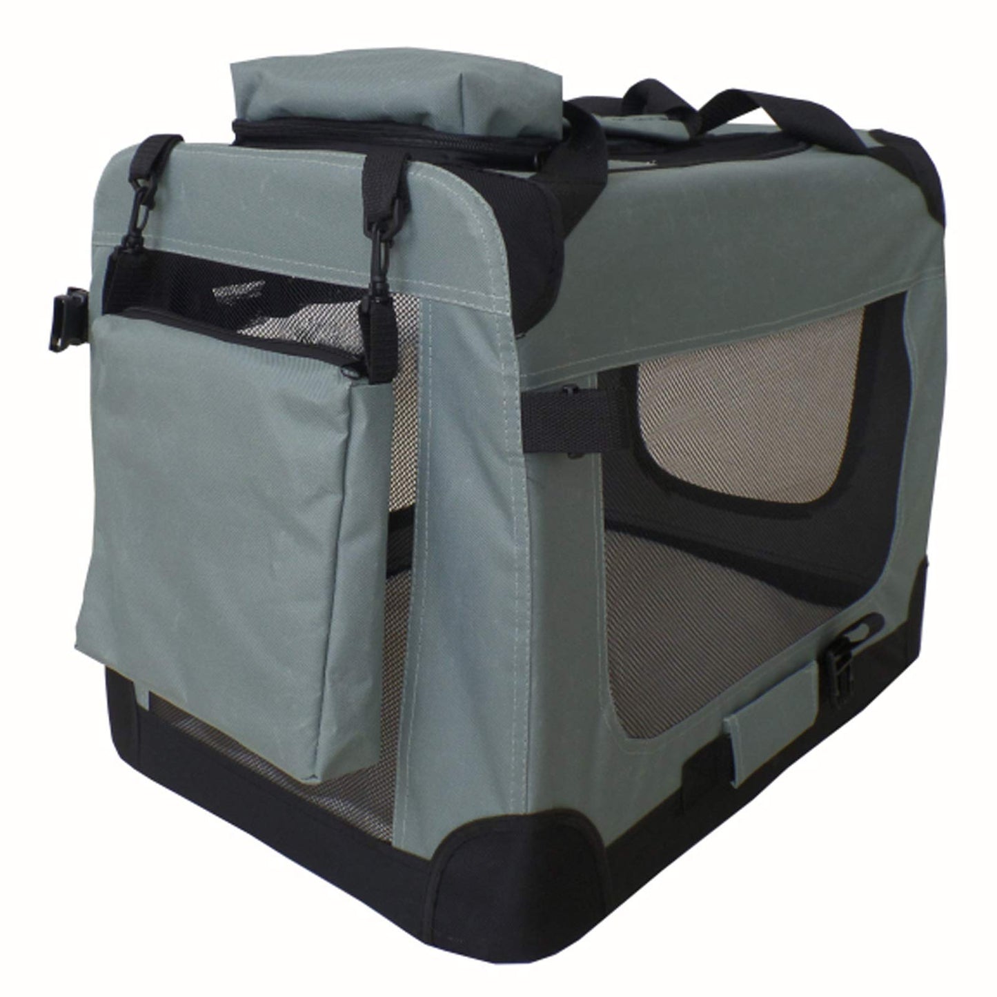 Faltbare Hundebox mit Aussentaschen, L 50 x B 35 x H 36 cm Grau