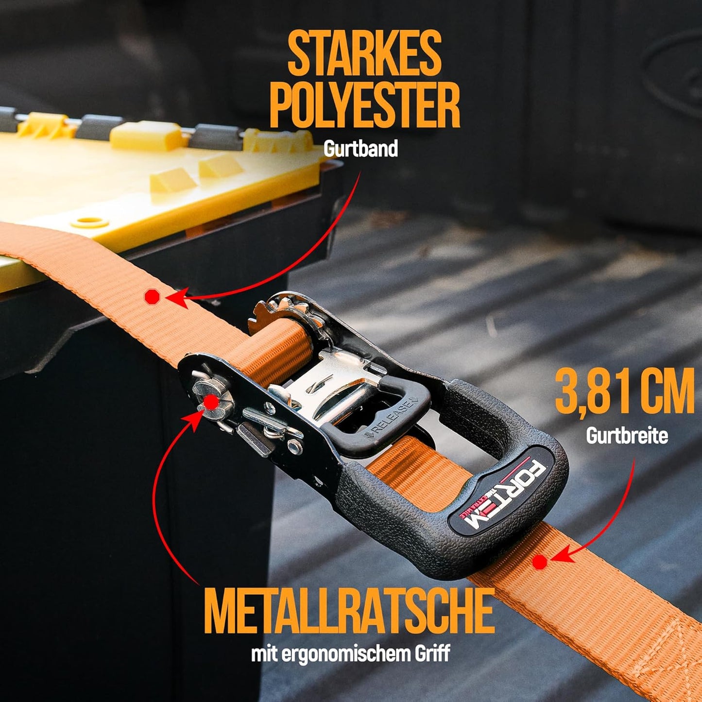 Spanngurte mit Ratsche Set, Orange 2362 kg