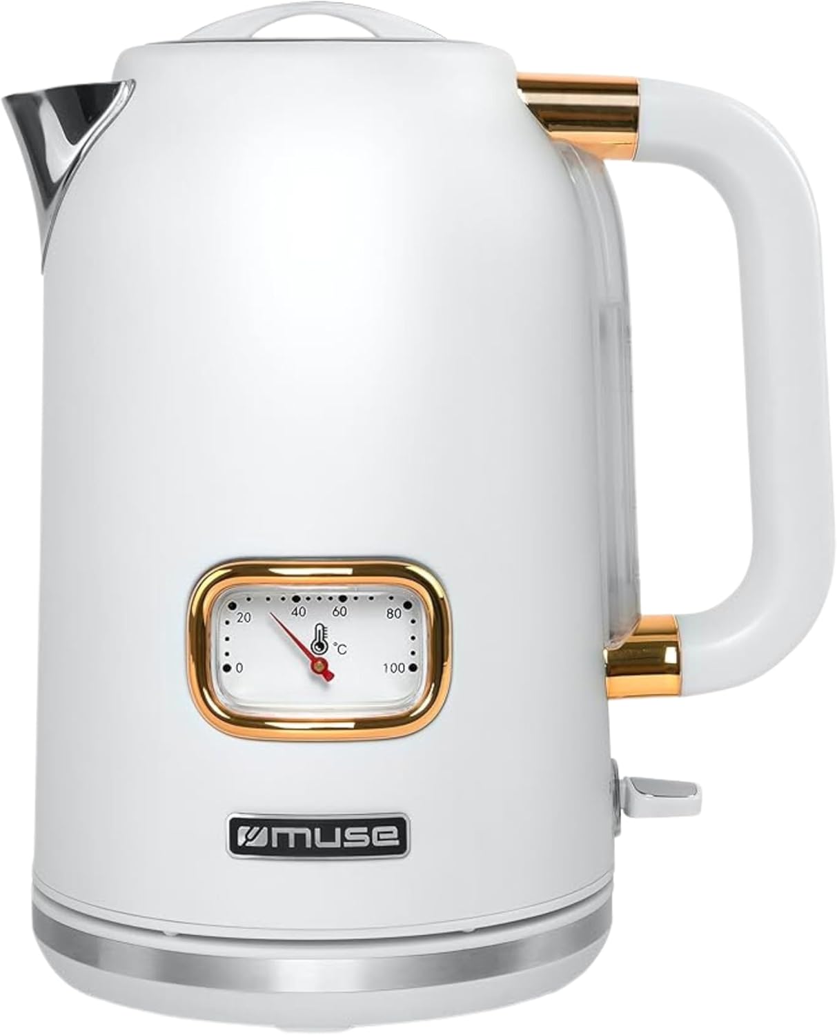 Retro Wasserkocher MS-030 W mit Temperaturanzeige, Weiss