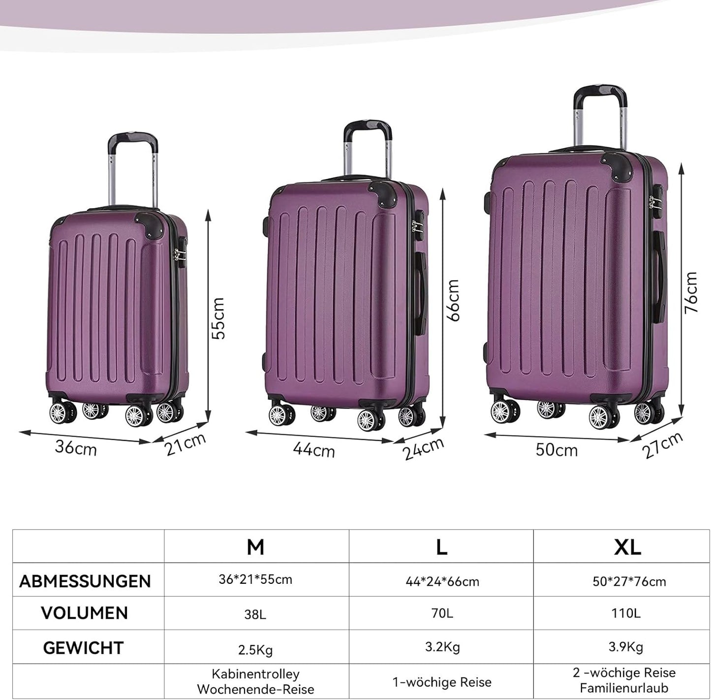 Hartschalen-Koffer, Violett L