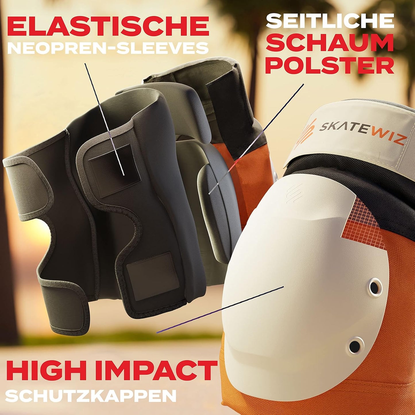 6-teiliges Inliner Schoner-Set, M/L - Erwachsene - Best Fit Sunrise Orange