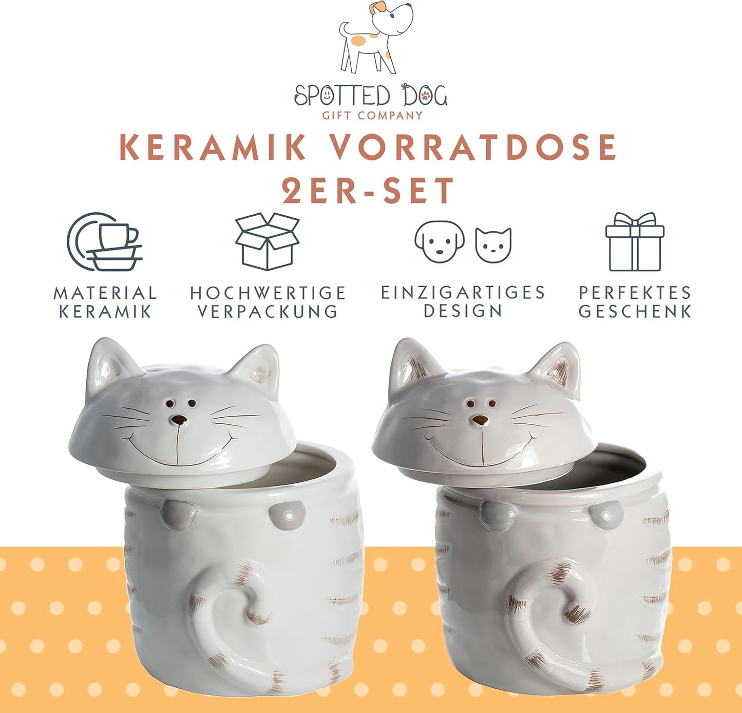 Vorratsdosen mit Katzenmotiv, 2-teilig