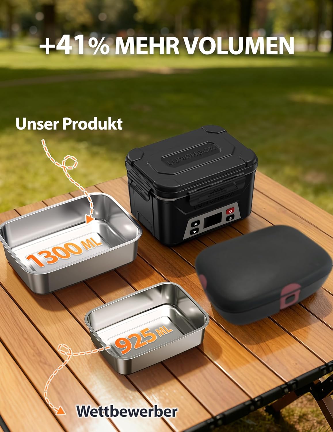 Elektrische Lunchbox mit Akku & Aufheizfunktion, Black
