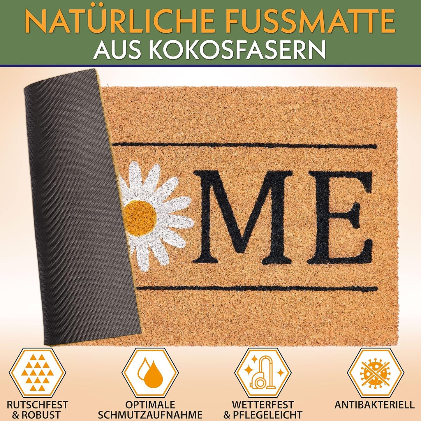 Antirutsch Fussmatte, Home - Gänseblümchen