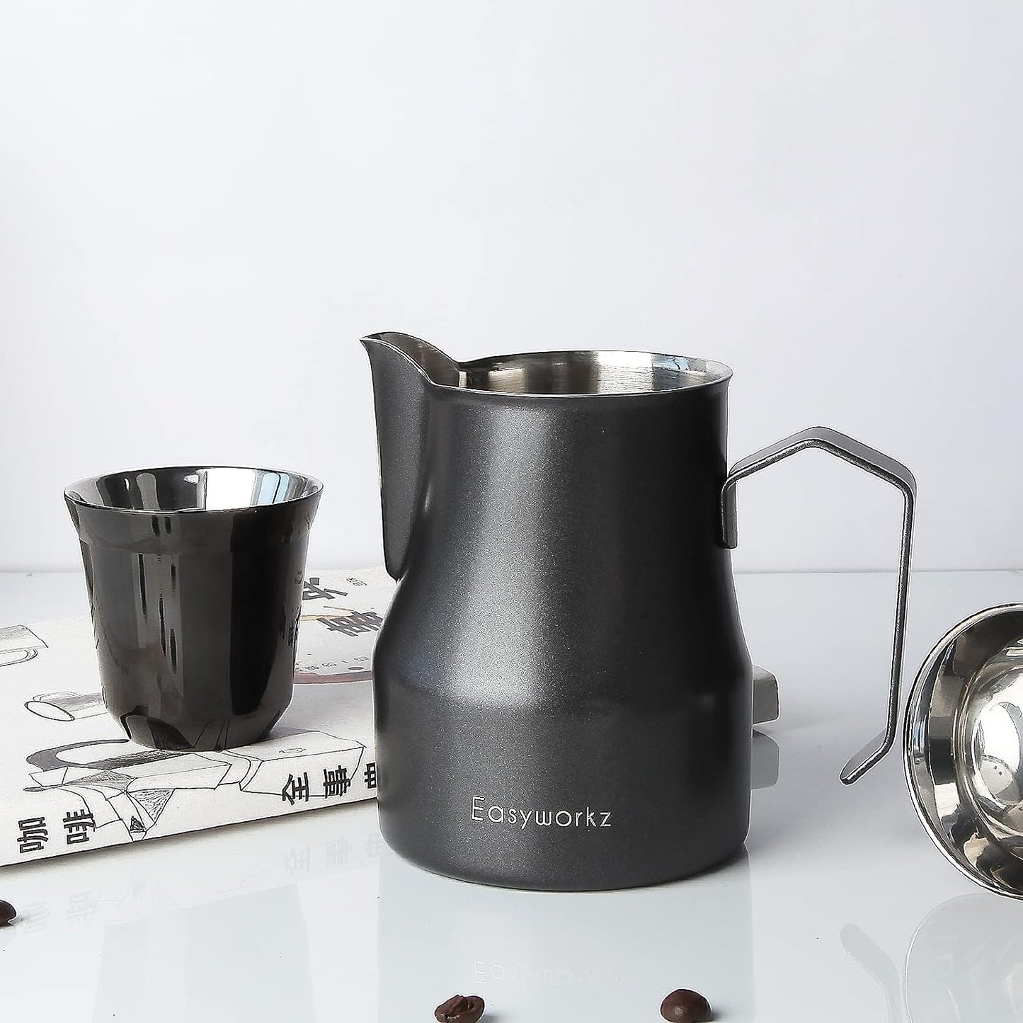 Milchaufschäumkrug aus Edelstahl 350ml, Schwarz 350ml