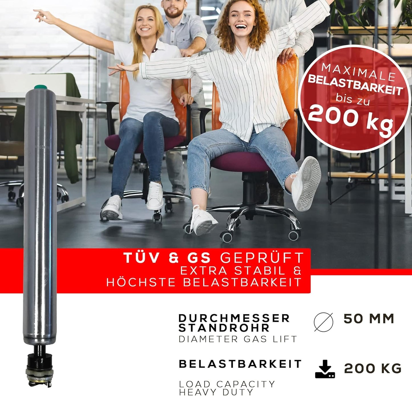 Gasdruckfeder Ersatz für Bürostuhl, 210 mm