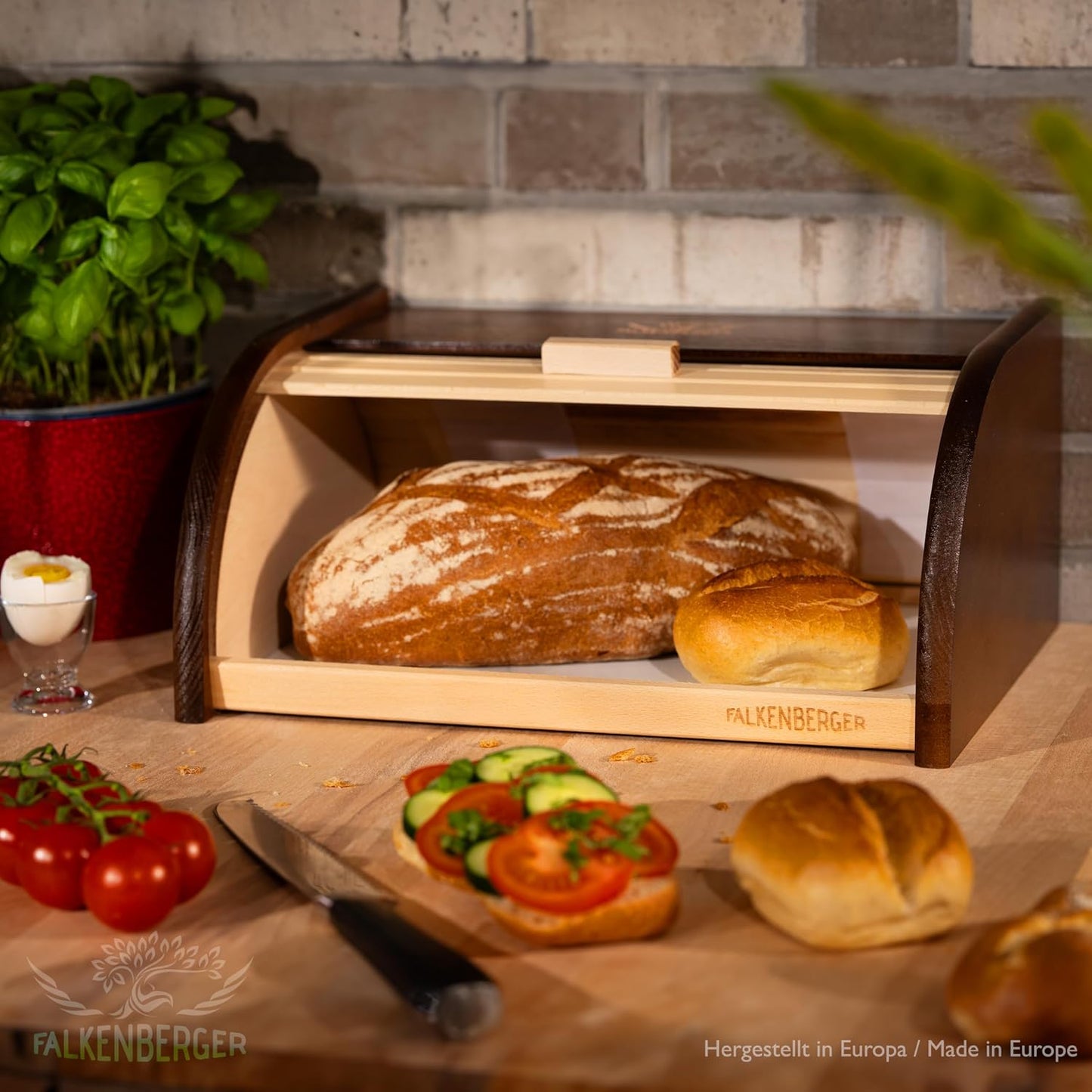 Brotkasten mit Roll-Deckel, Braun XL