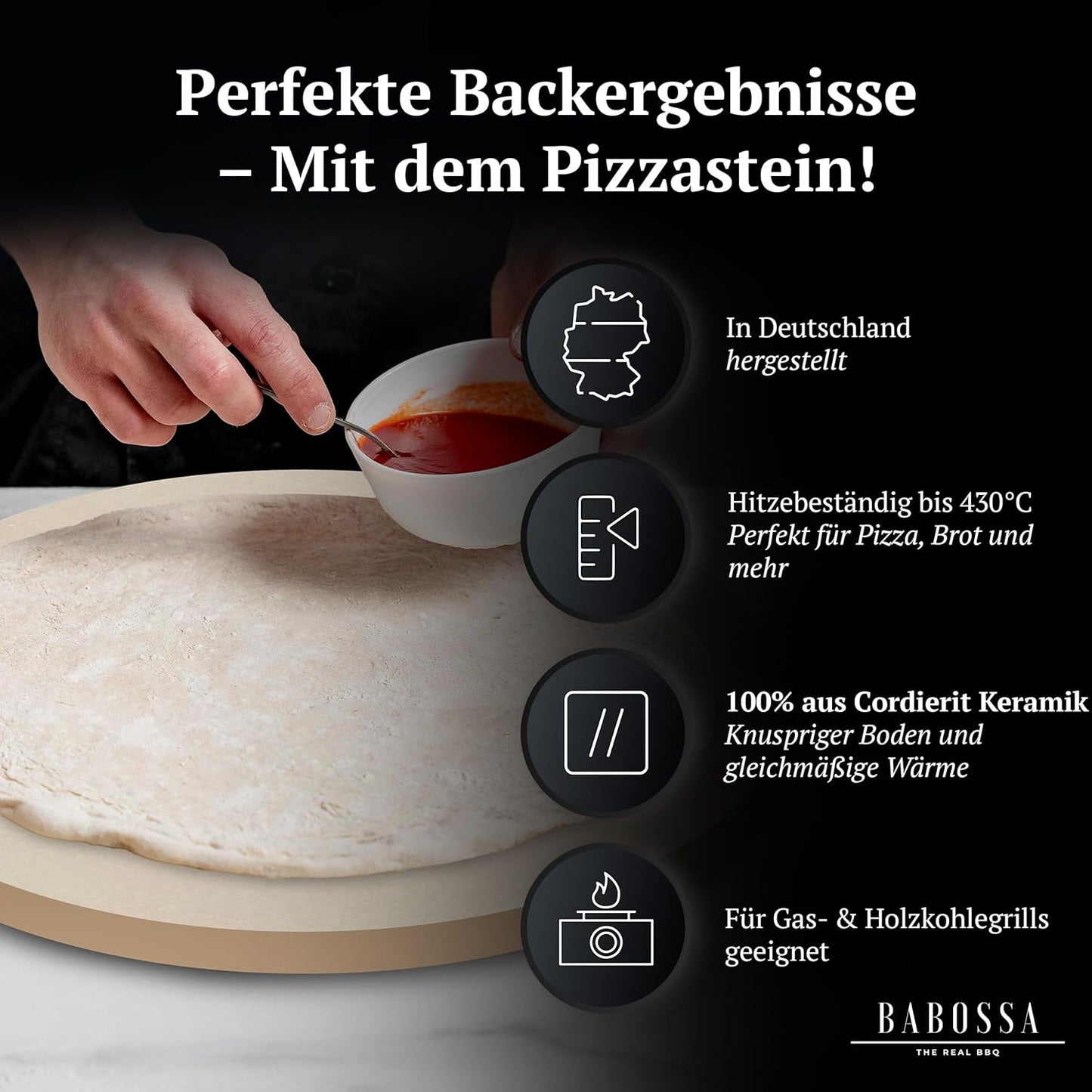 Pizzastein für den Grill, Pizzastein (hochwertiges Cordierit)