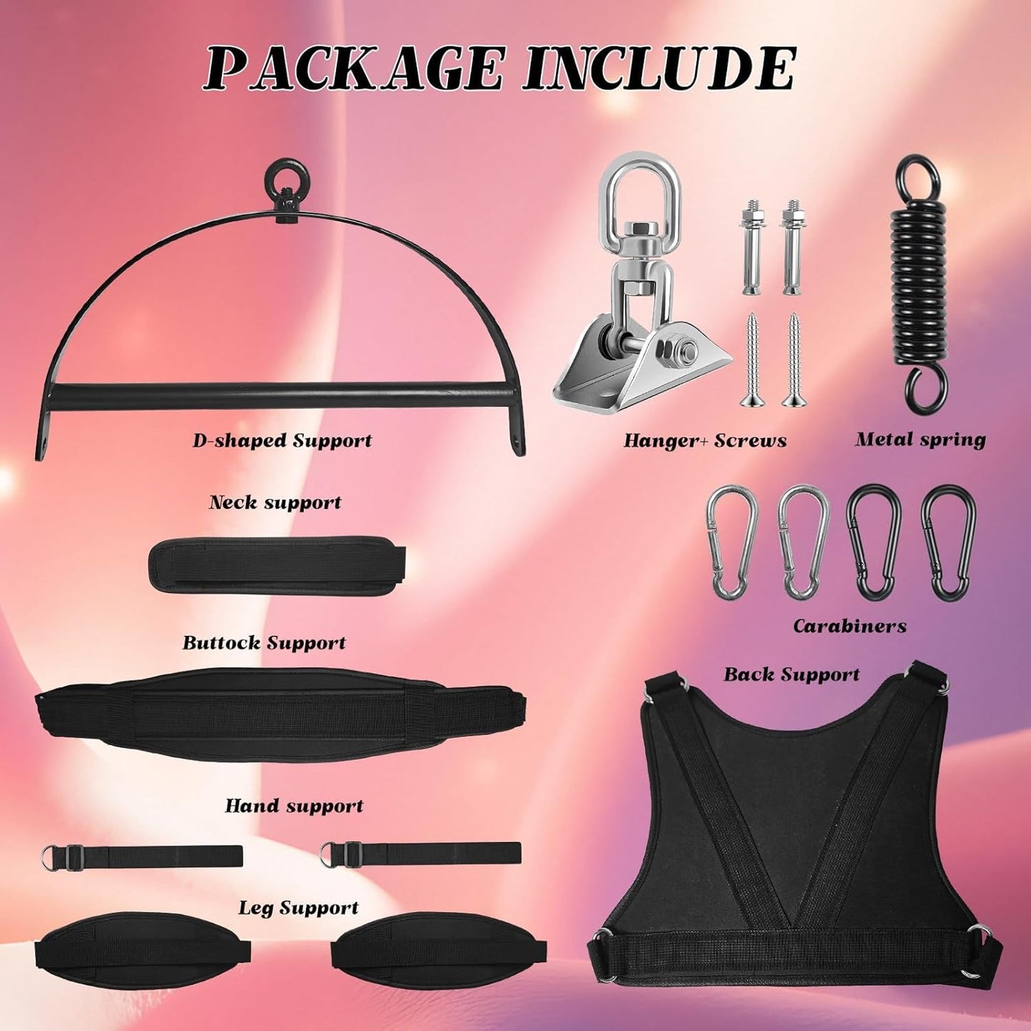 360° drehbare Sexschaukel mit Komfortsitz, Black