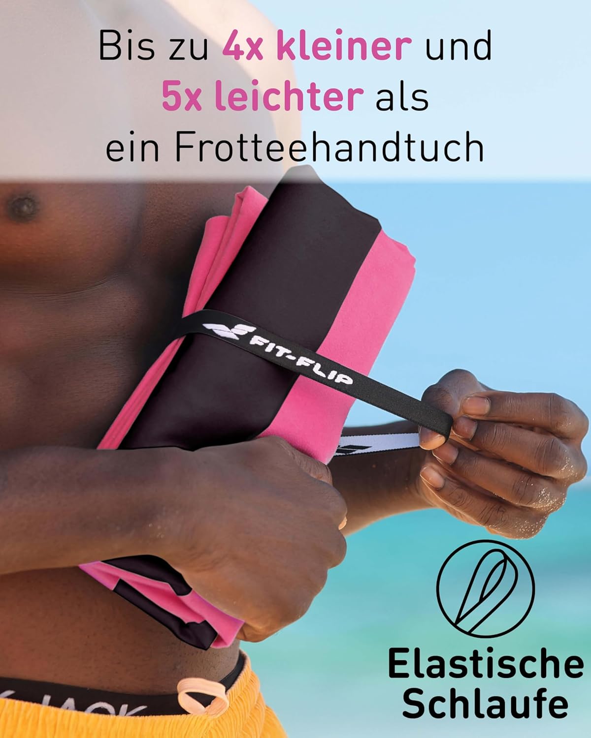 Schnelltrocknendes Strandhandtuch, 160cm x 90cm 11 Pink - Dunkelgrau