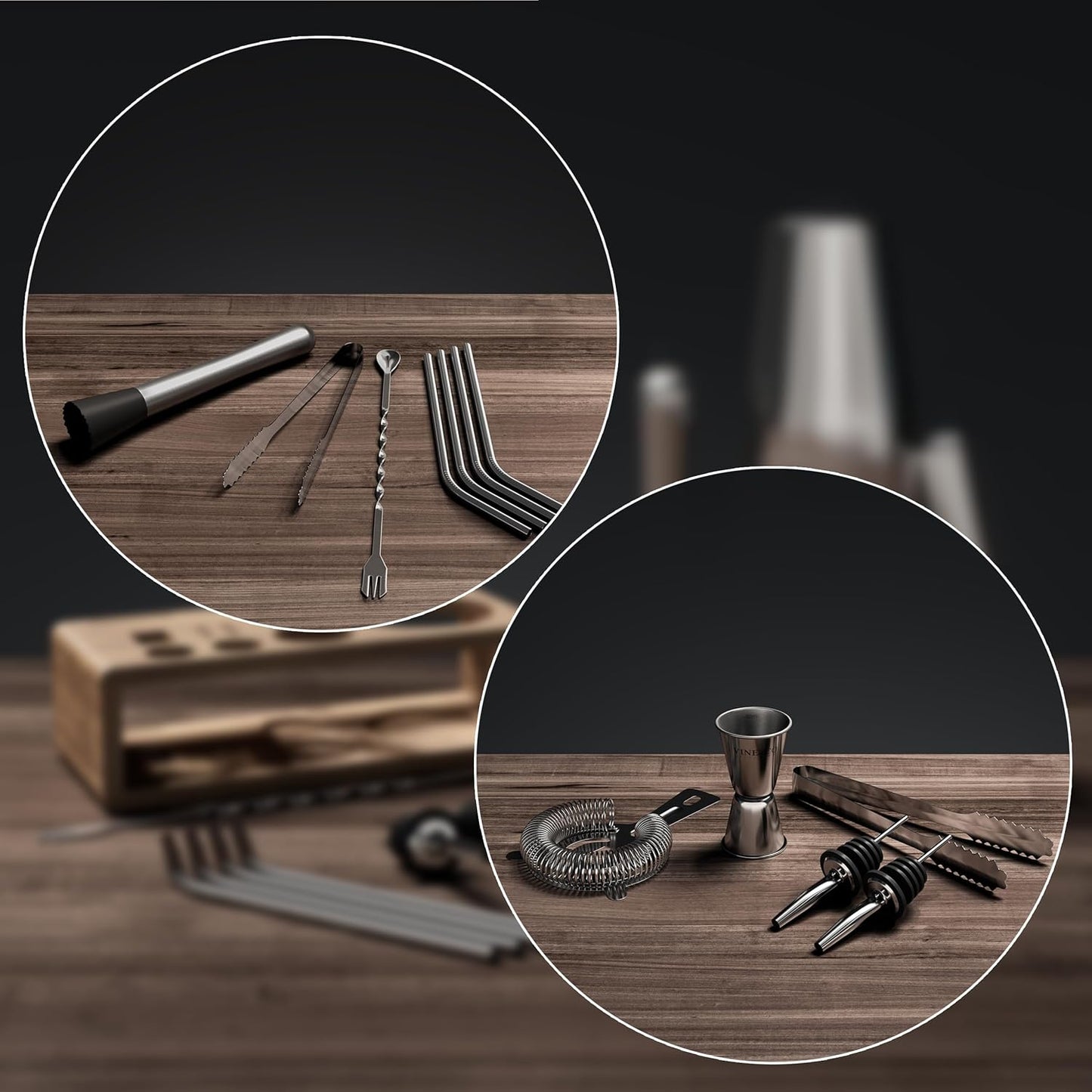 13-teiliges Boston Cocktail Shaker Set, Boston Shaker + Ständer