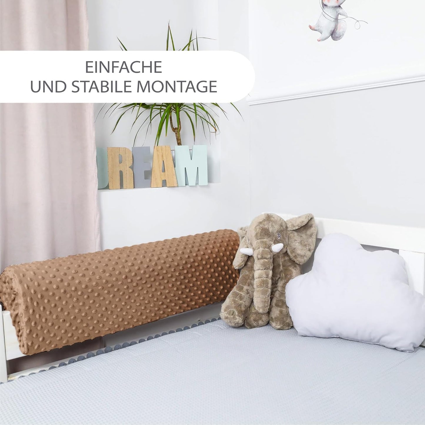 Bettkantenschutz für Kinderbetten 120 cm, Beige 120 cm