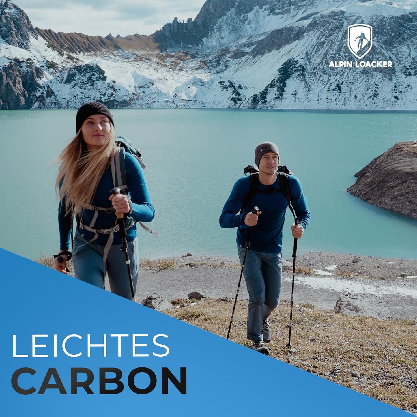 Faltbare Wanderstöcke mit Korkgriff, Carbon 115-135cm