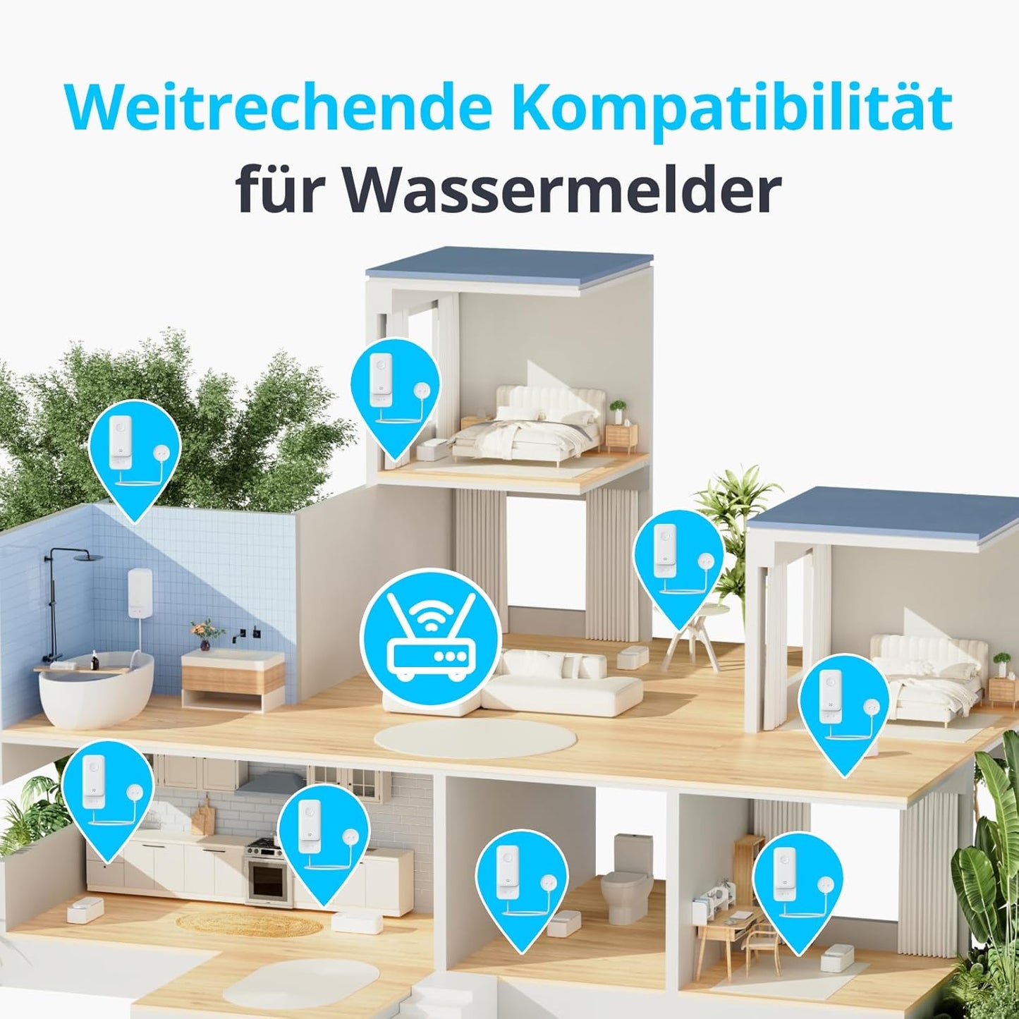 WLAN Wassermelder mit App-Benachrichtigung, Detector with Cable*1