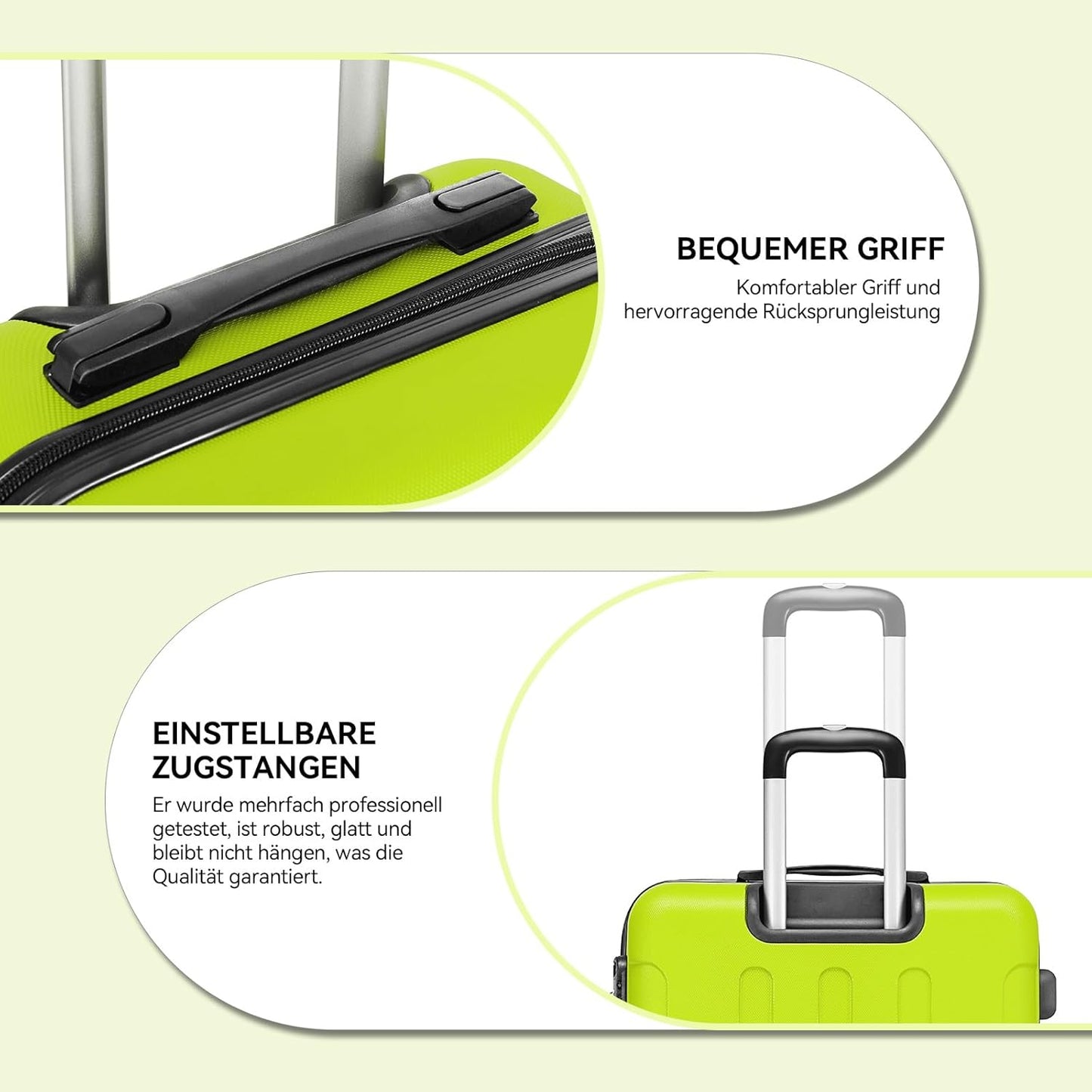 Hartschalen-Handgepäckkoffer mit Zwillingsrollen (55cm), Grün Handgepäck (55cm)