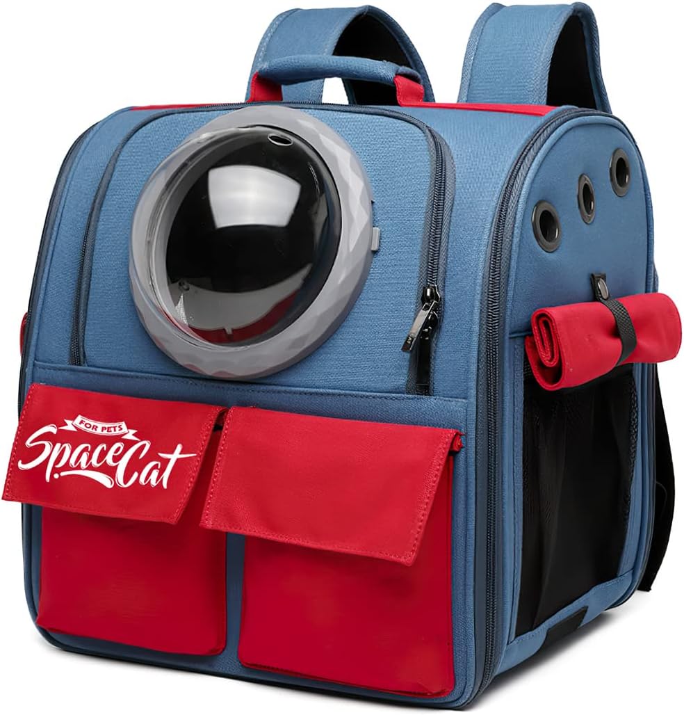 Haustierrucksack mit Belüftungssystem, Blau