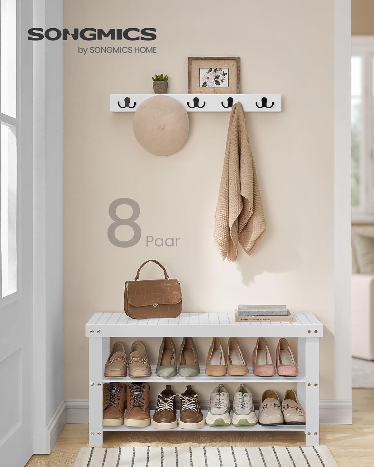 Schuhbank, Weiß 90L cm