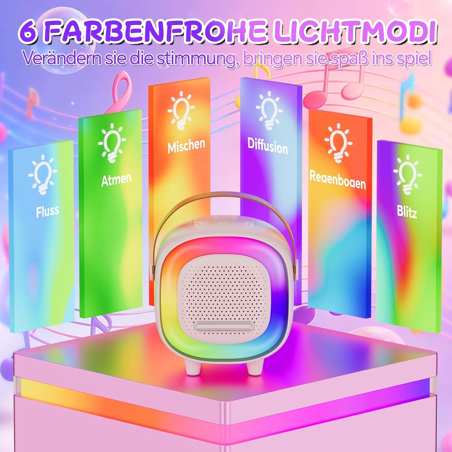Karaoke Maschine mit LED & Stimmeffekten für Kinder