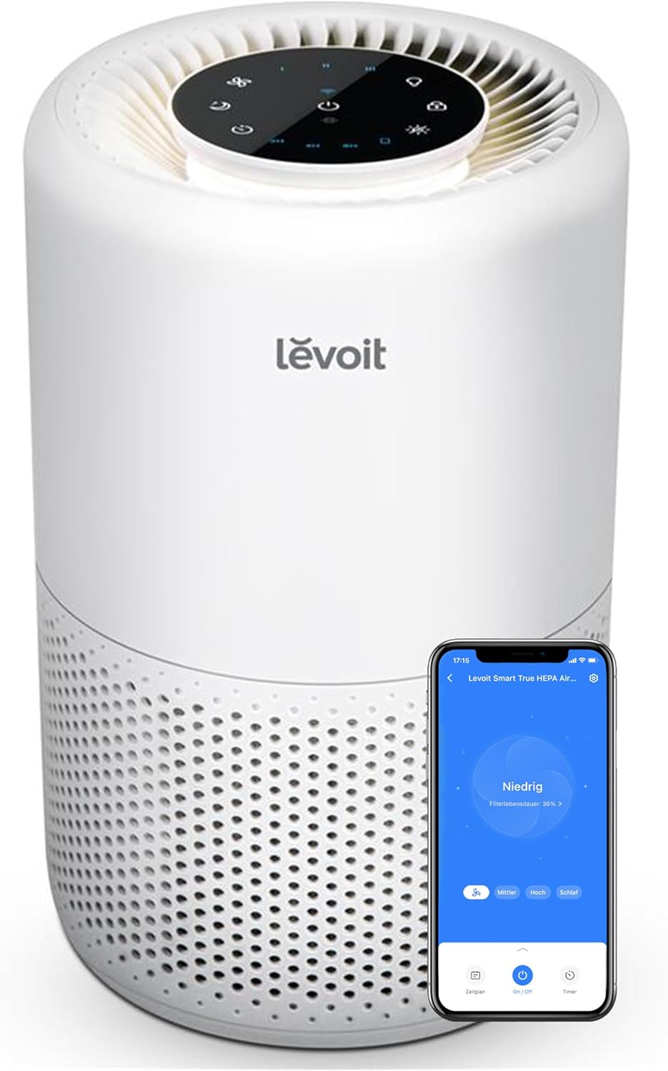 3-in-1 HEPA Luftreiniger ‎Core 200S mit App-Steuerung & Timer, bis zu 31.5㎡ Mattweiss