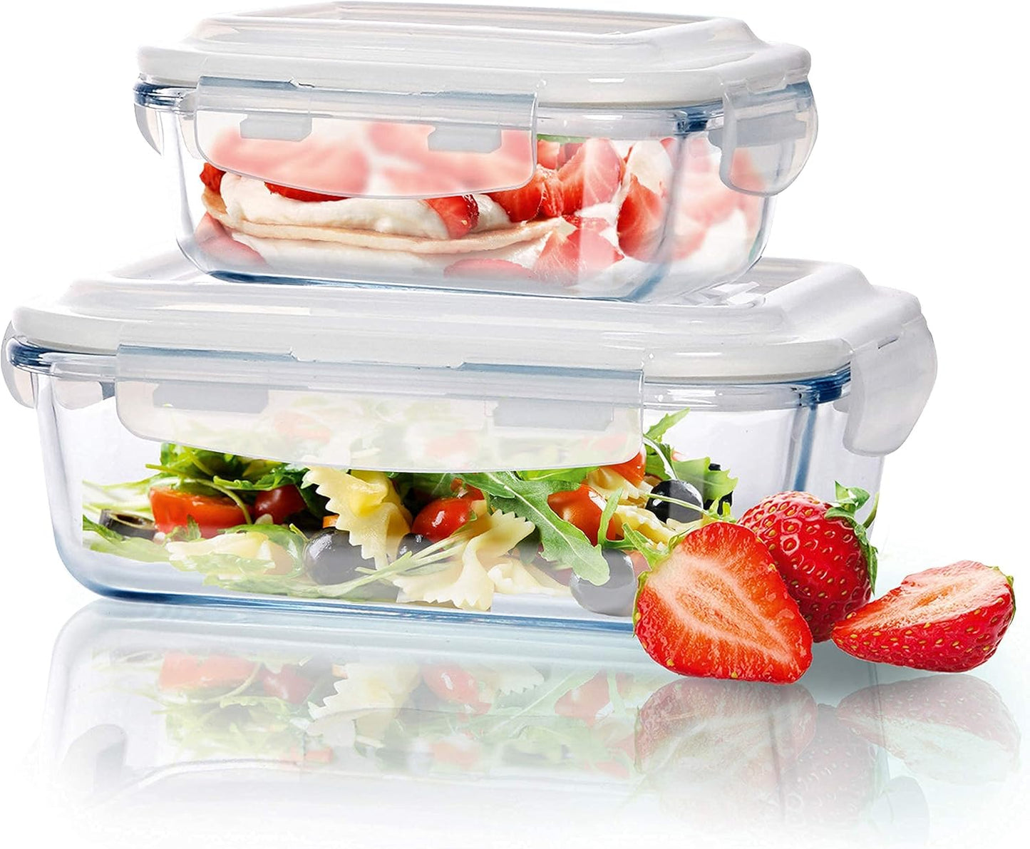 Frischhaltedosen-Set, luftdicht (3-teilig), 1 x 370 ml, 1 x 640 ml, 1 x 1040 ml Rechteckig