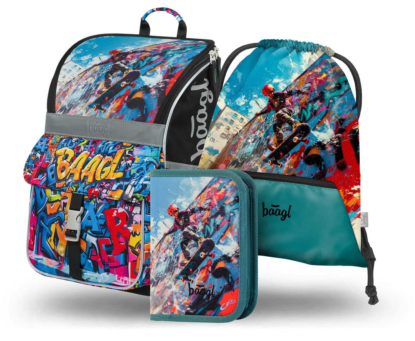 Schulranzen-Set (3-teilig) 18L Ergonomisch, Skatepark
