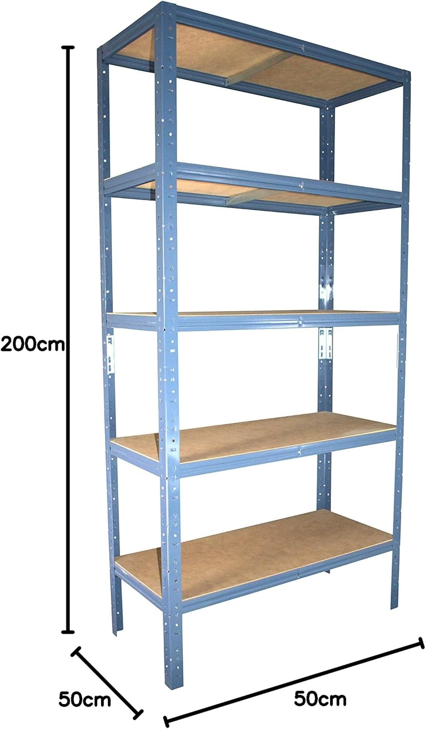 Schwerlastregal mit 5 Böden (200x50x50 cm), H: 200cm / B: 50cm / T: 50cm