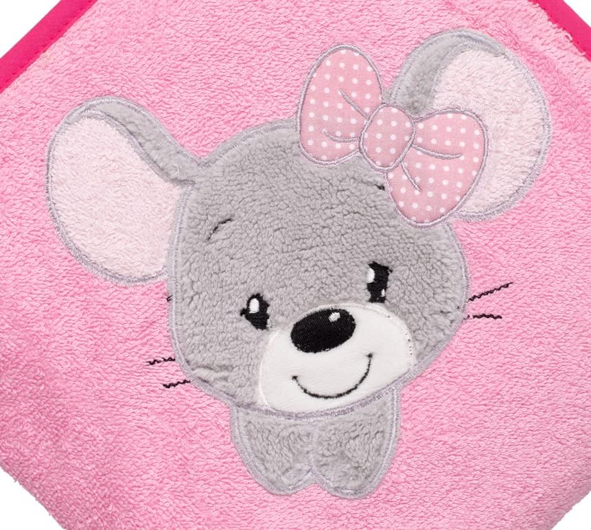 Kapuzenhandtuch für Kinder, Rosa - Maus